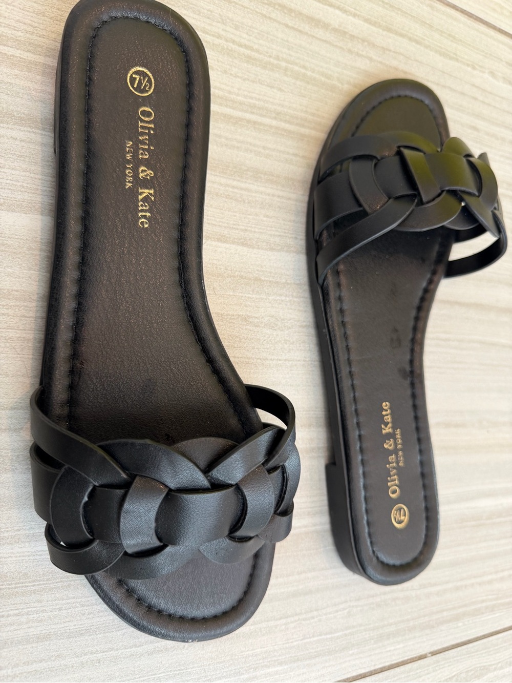 Olivia & Kate Black Braided Slide Sandals — Slip-On Comfort